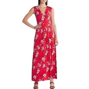 NWT 41 Hawthorne Adelina red floral sleeveless rayon & spandex maxi dress Medium